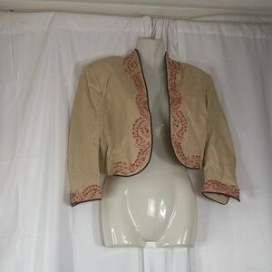 Chic Embroidered Beige Blazer